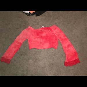 Red off the shoulder crop top